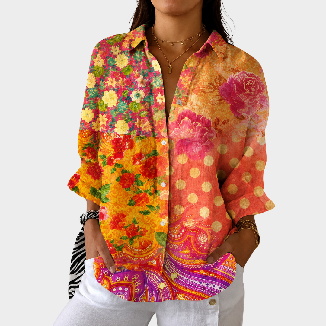 Lichte en Kleurrijke Gedrukte Blouse