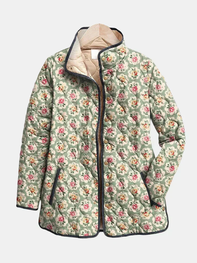 Aveline | Vintage Bloemen Kunst Print Gequilt Jacket