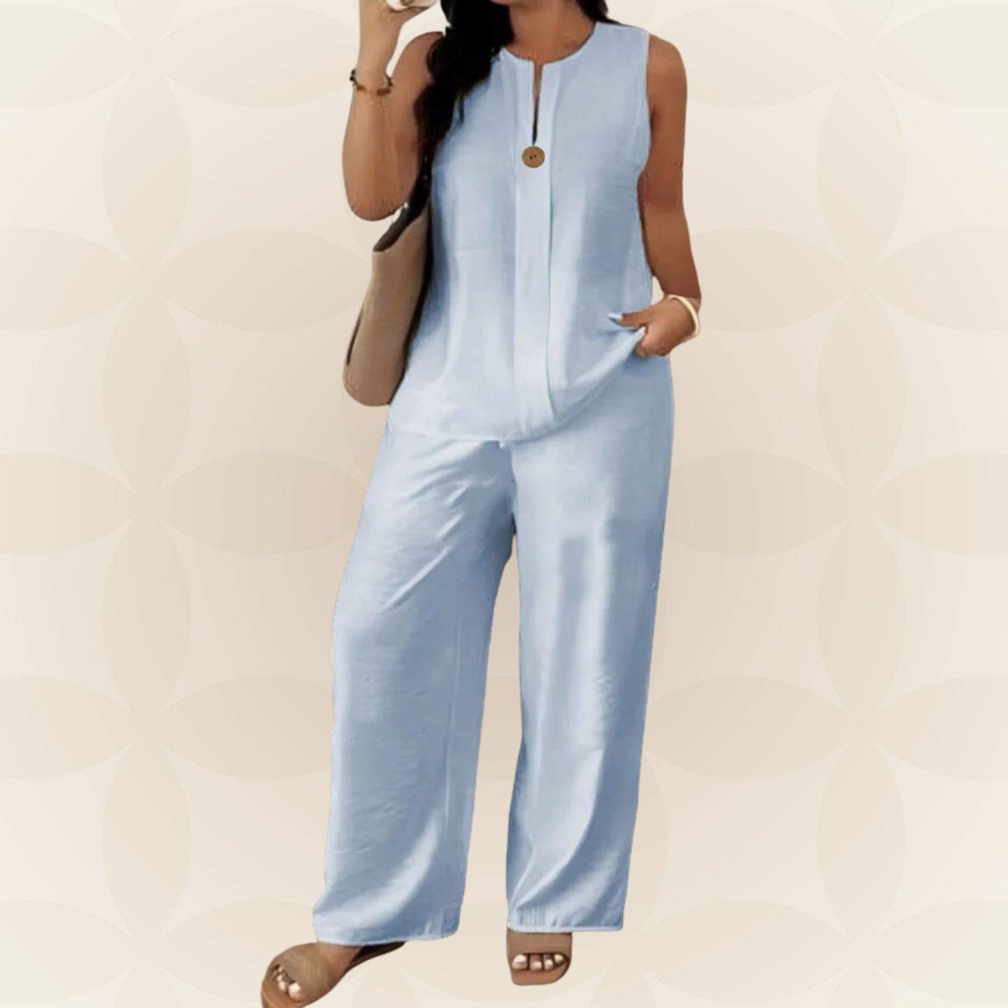 Selma - Casual set met hoge taille en knoop-tanktop