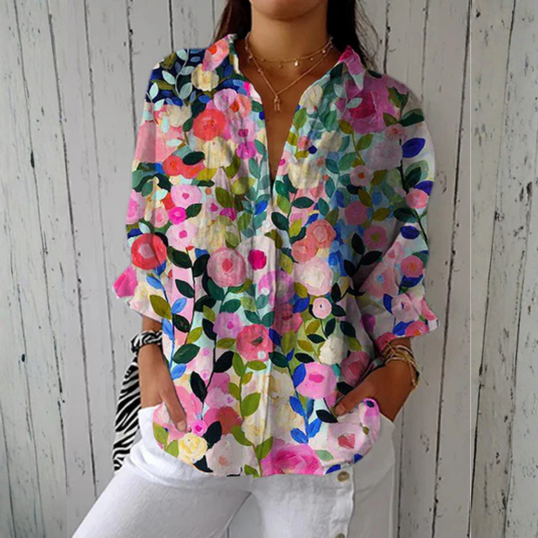 Amandine™ | Bloom Canvas Blouse | Lichtgewicht ademende blouse met lentepatronen