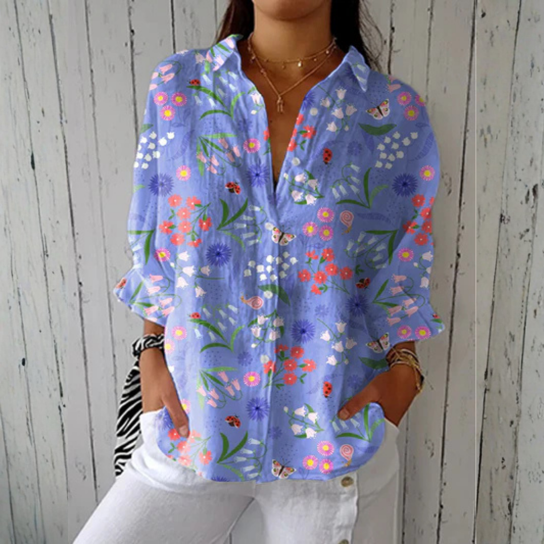 Louise™ | Speelse Honden Blouse | Ademend met Lente-inspiratie en Vrolijke Prints