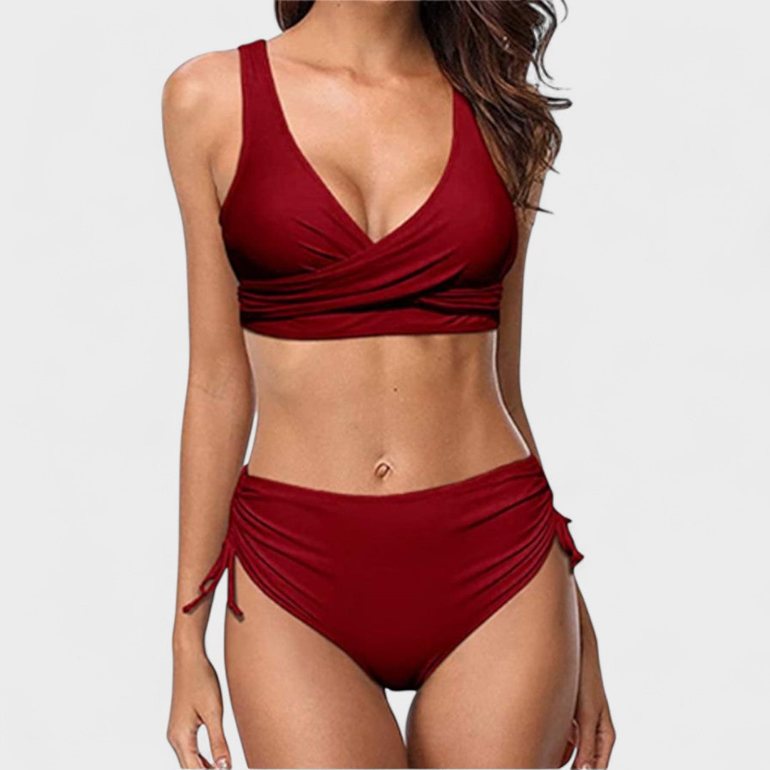 Helena - Hoge Taille Bikin met Kruis Top