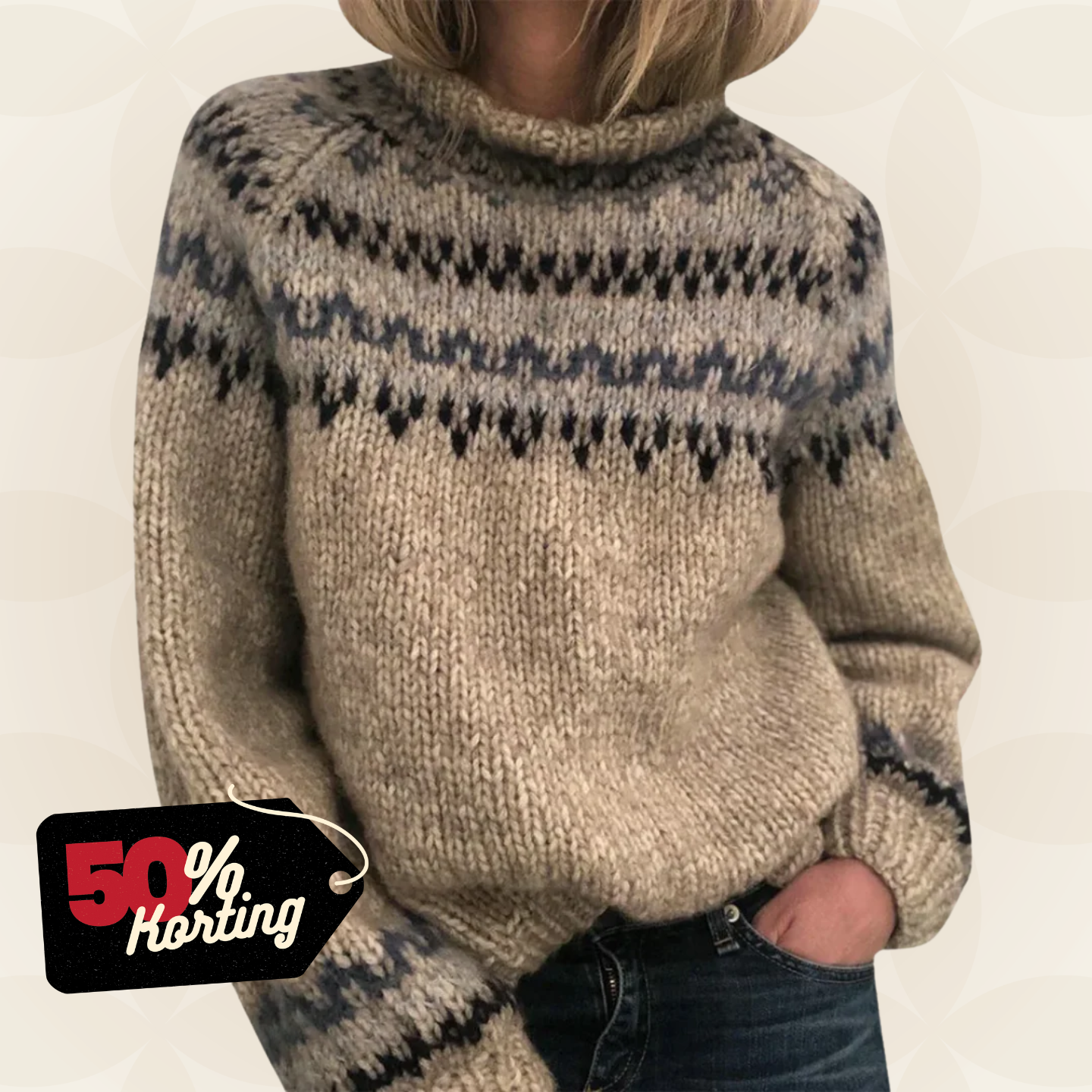 Khloe – Gebreide trui met patroon