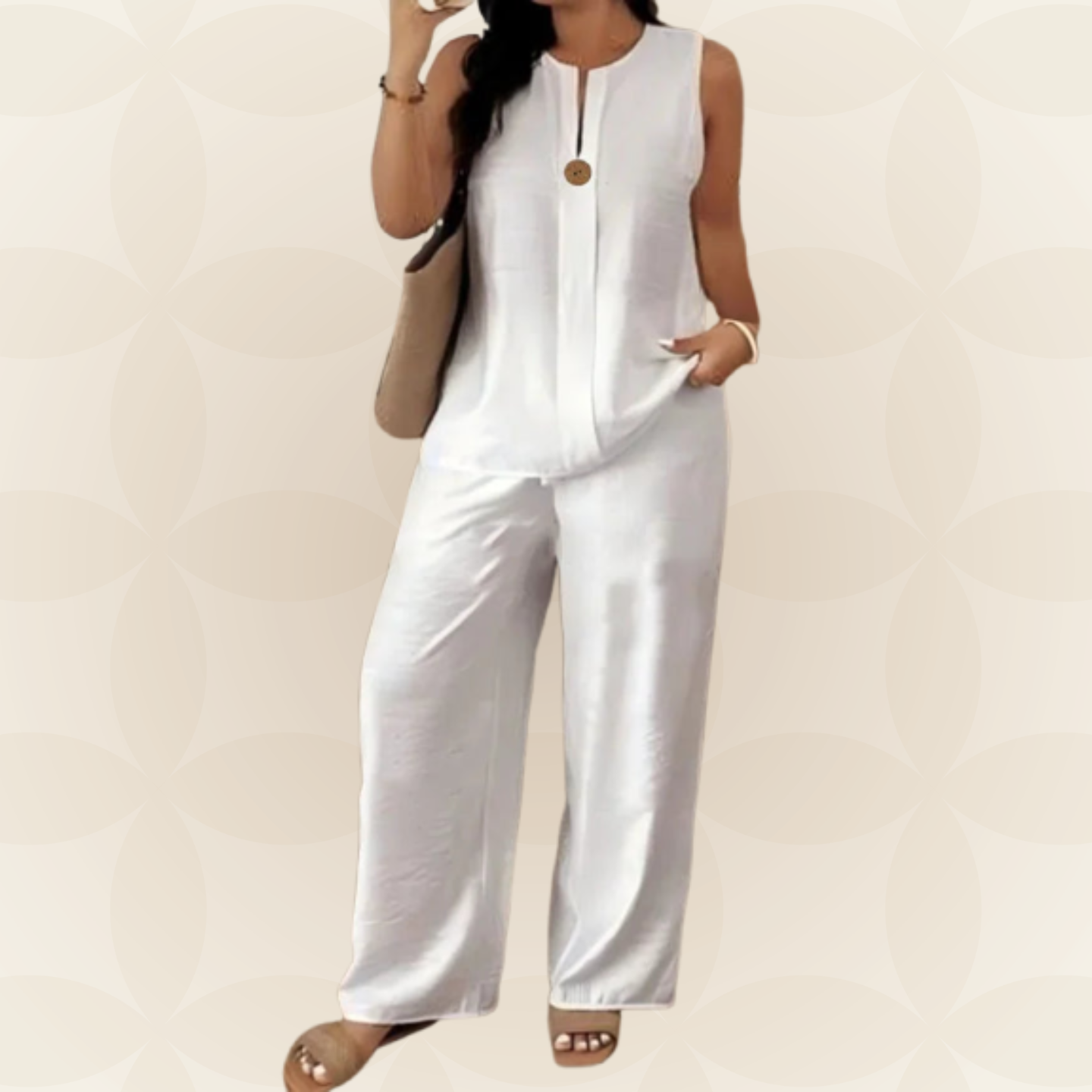 Selma - Casual set met hoge taille en knoop-tanktop