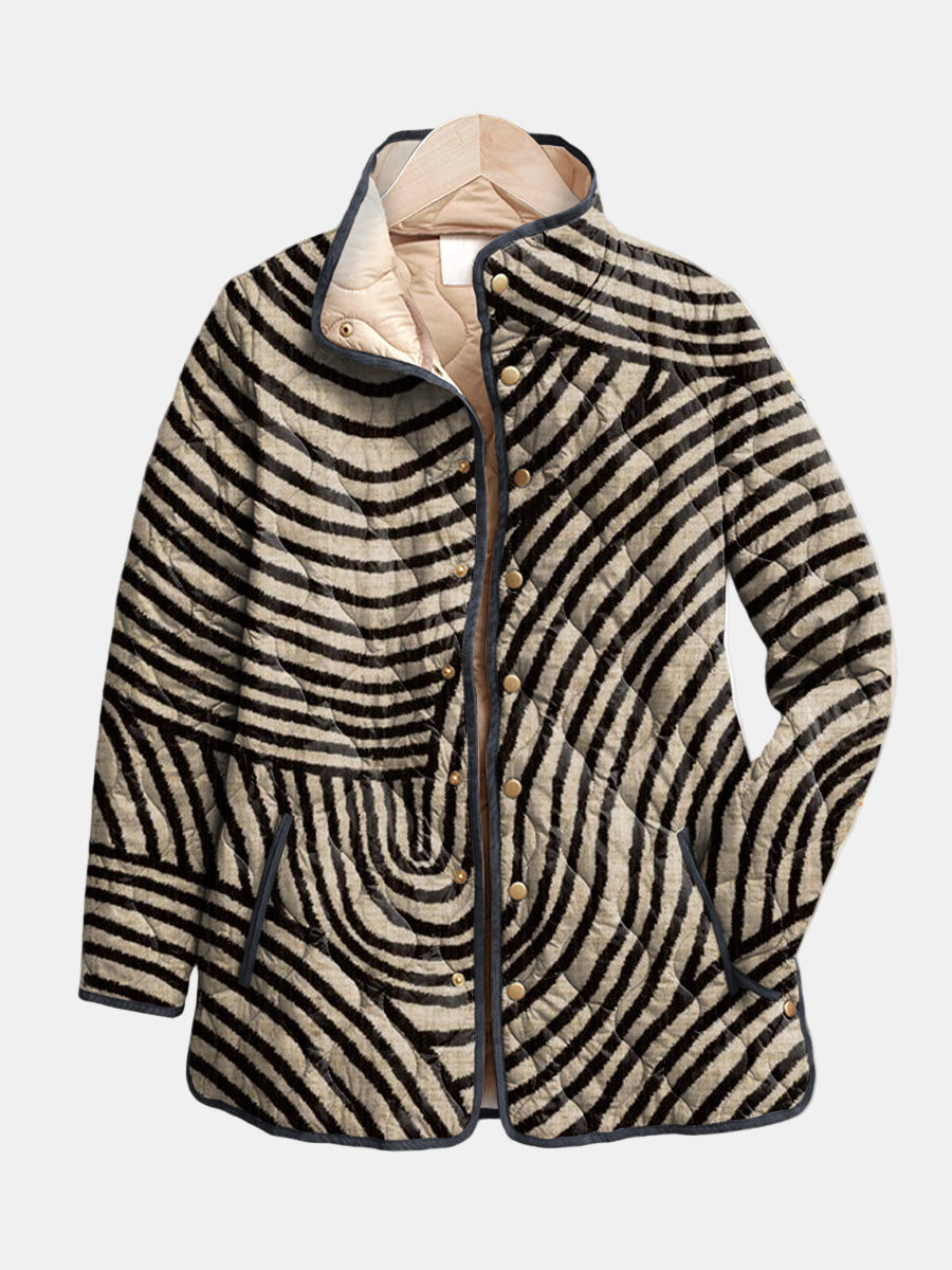 Inaya | Retro Handgetekende Cirkelontwerp Gequilt Jacket