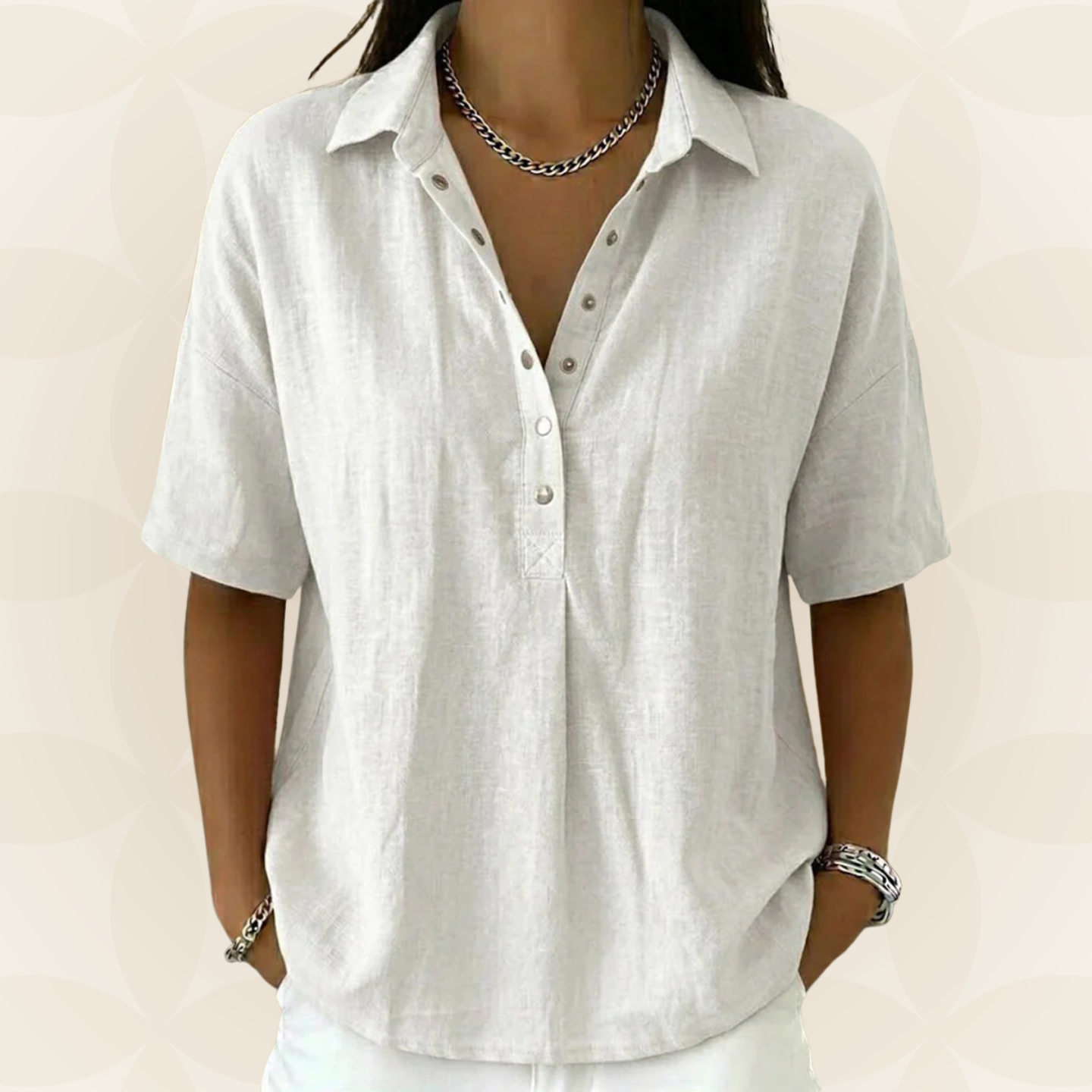 Sonja - Blouse met kraag en knoopdetail