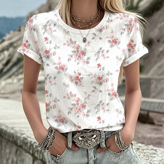 Silvia - Casual T-Shirt met Bloemenprint