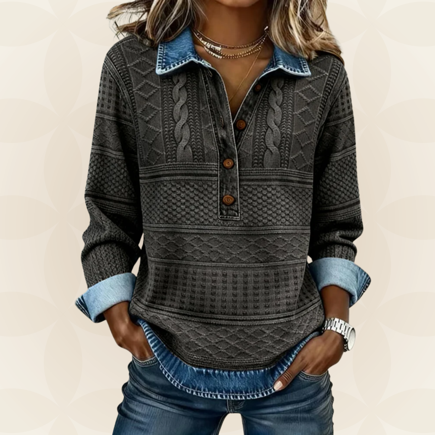 Livia – Top met kraag en knoopsluiting