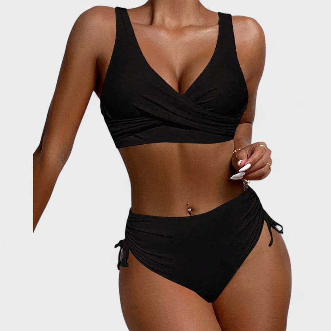 Helena - Hoge Taille Bikin met Kruis Top