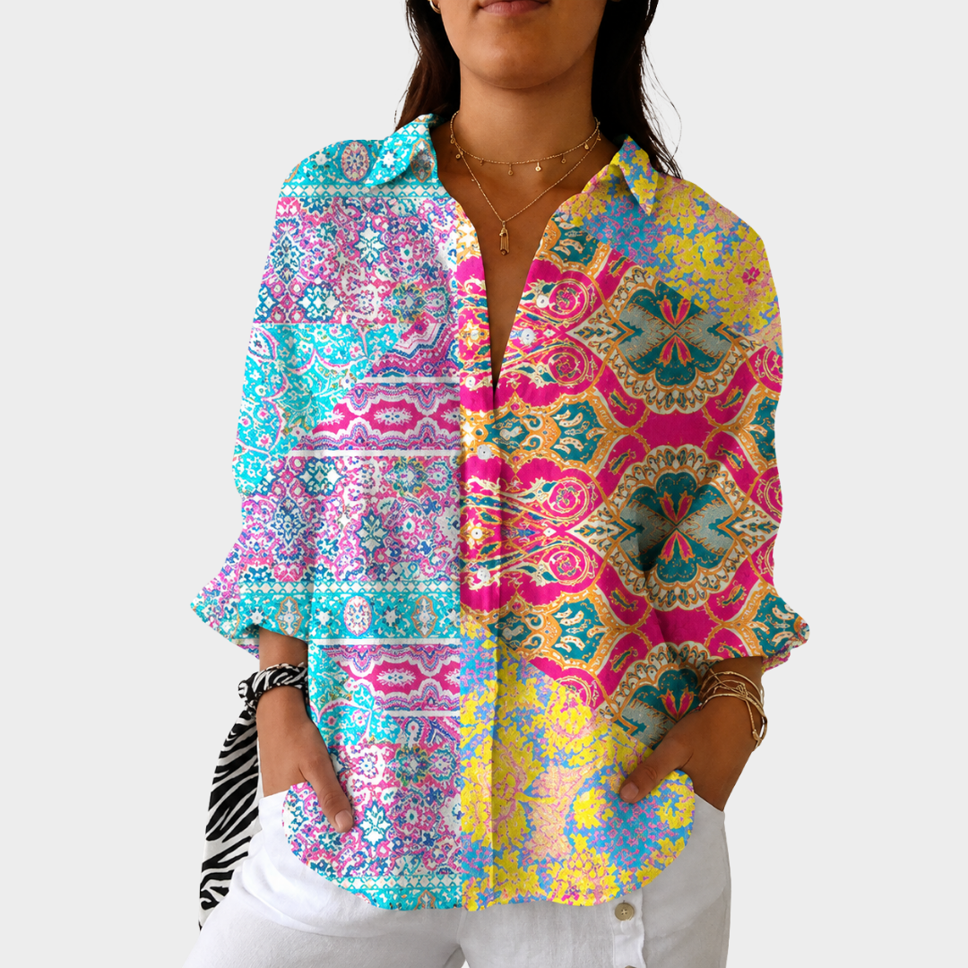 Lichte en Kleurrijke Gedrukte Blouse
