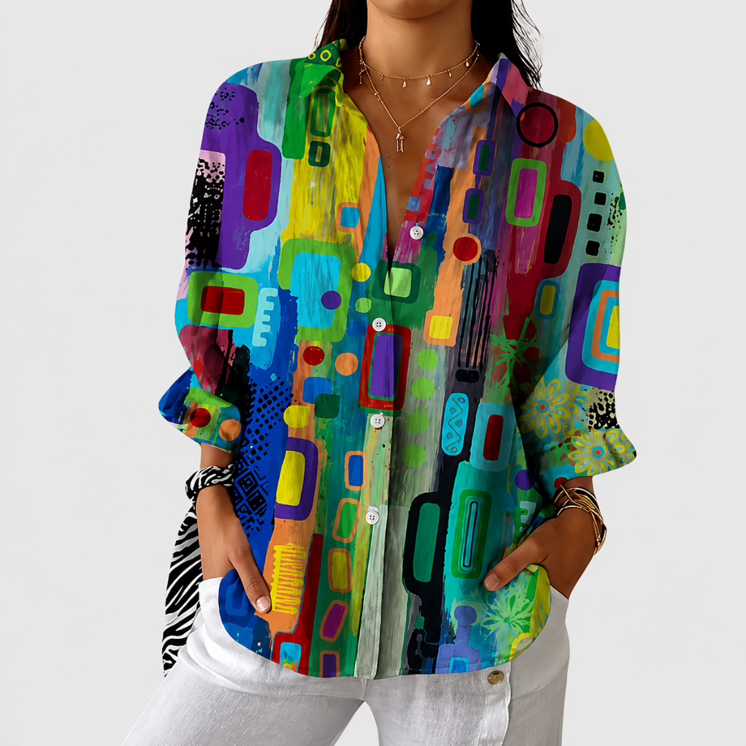 Lichte en Kleurrijke Gedrukte Blouse