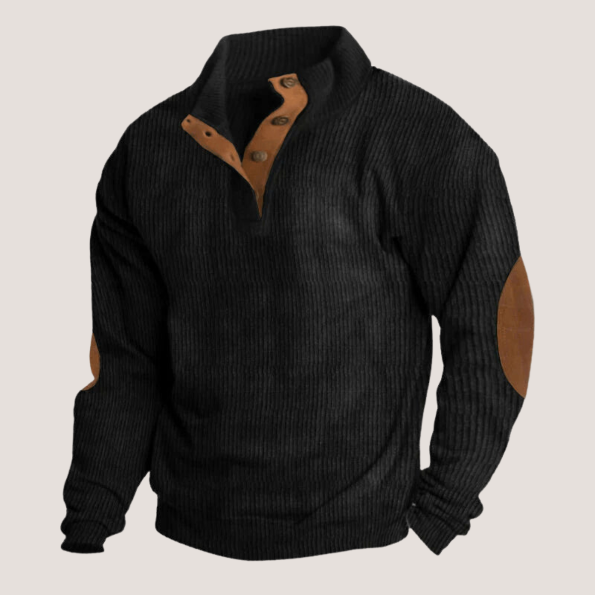 Laurent - Ribbelsweater met knopen en elegante inzetstukken