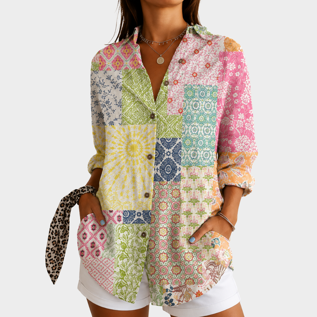 Patchwork Zonnige Tuin Blouse