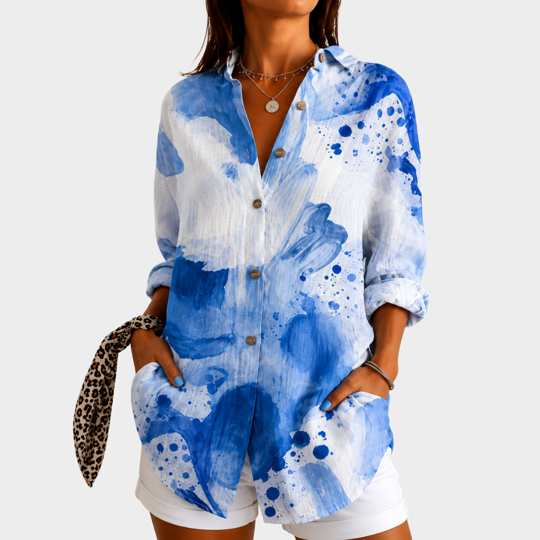 Kust Waterverf Bries Blouse