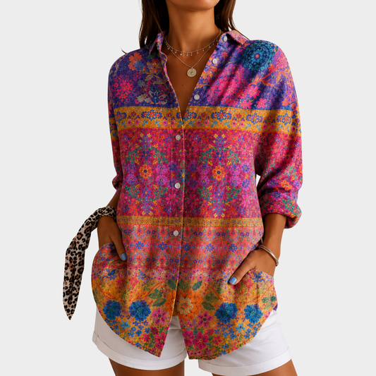 Vibrante Tuin Mozaïek Blouse