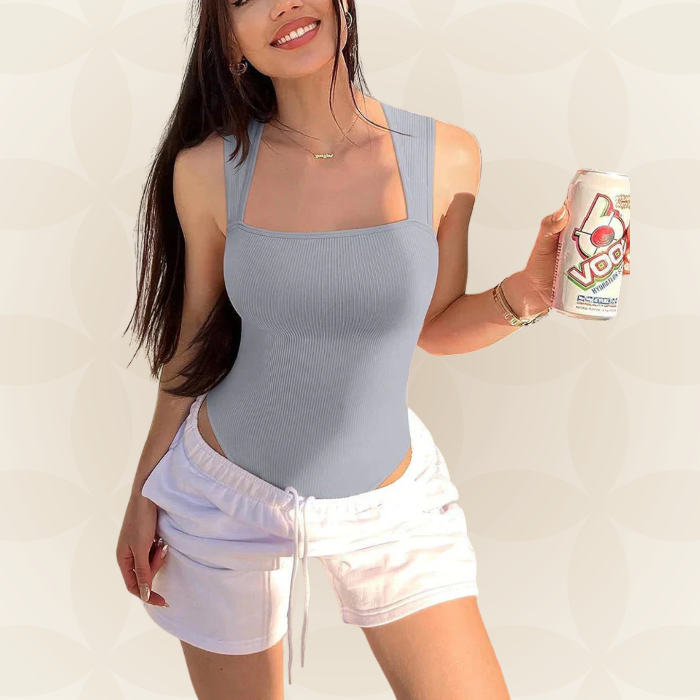 Angelique – Corrigerende geribbelde bodysuit met vierkante hals