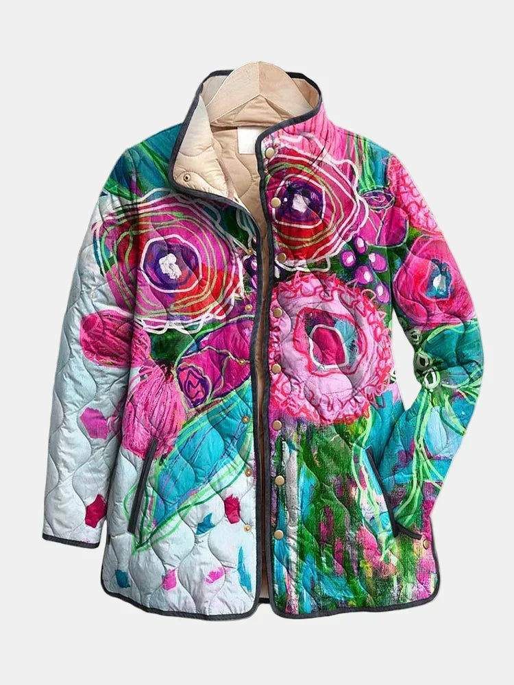 Arianne | Elegante Bloemenpatroon Jas — Finale Bewerking