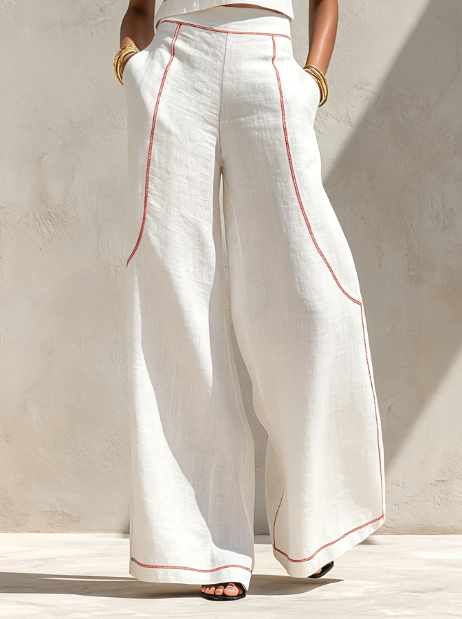 Willeke | Witte set met mouwloze top en brede broek