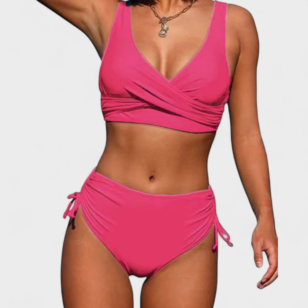 Helena - Hoge Taille Bikin met Kruis Top