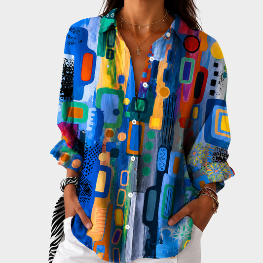 Vibrante Mozaïek Statement Blouse