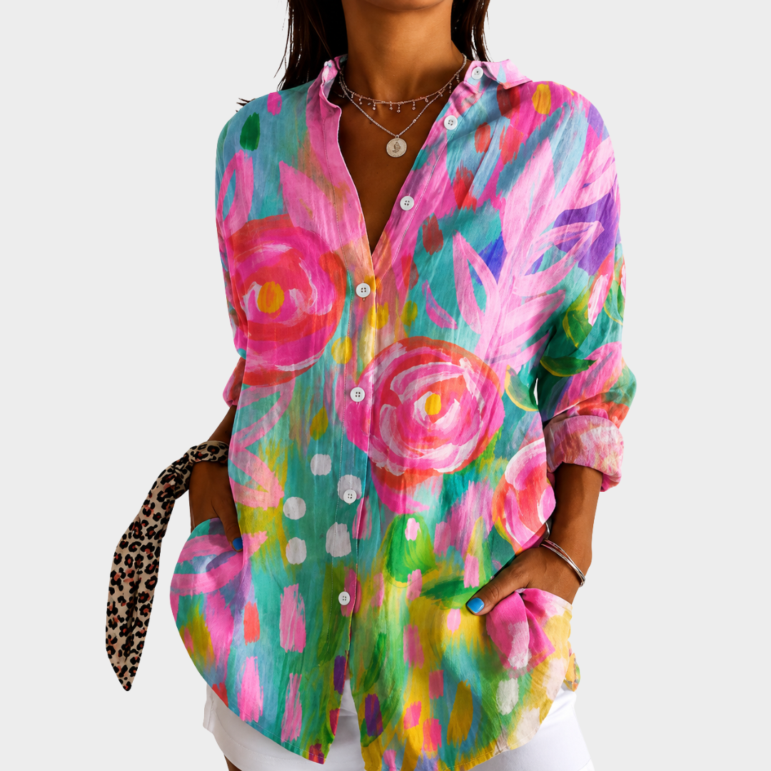 Geverfde Tuin Bries Blouse