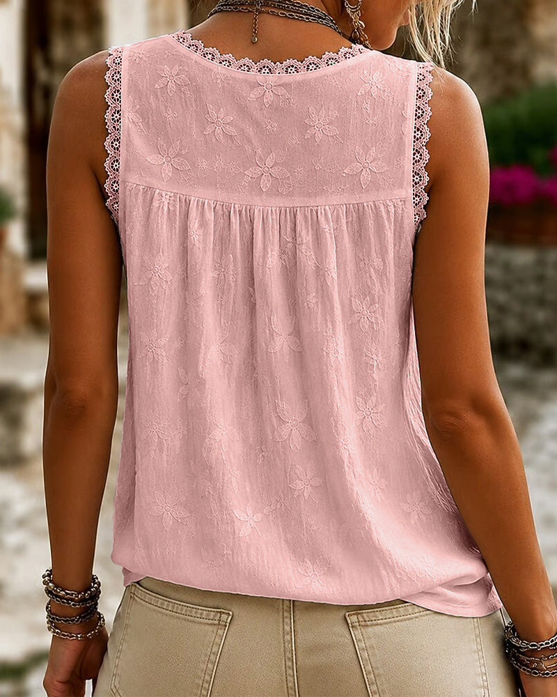 Marjet | Kanten Tanktop met V-hals