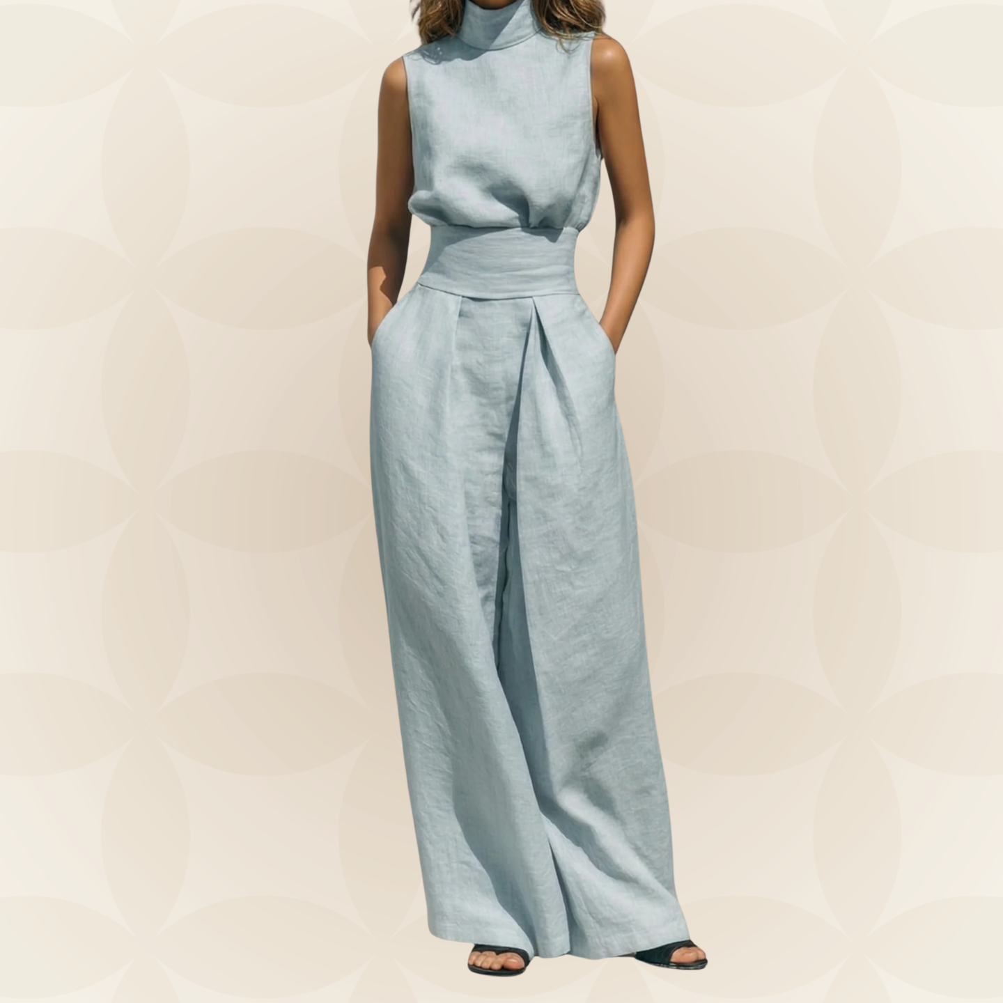 Naomi - Minimalistische tanktop en brede broek set