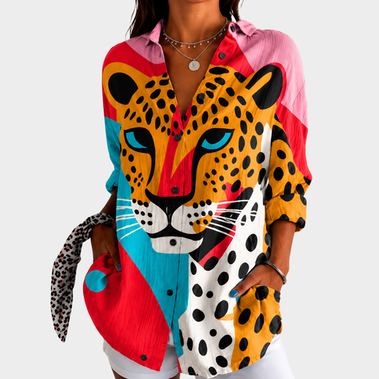 Dappere Luipaard Gezicht Blouse