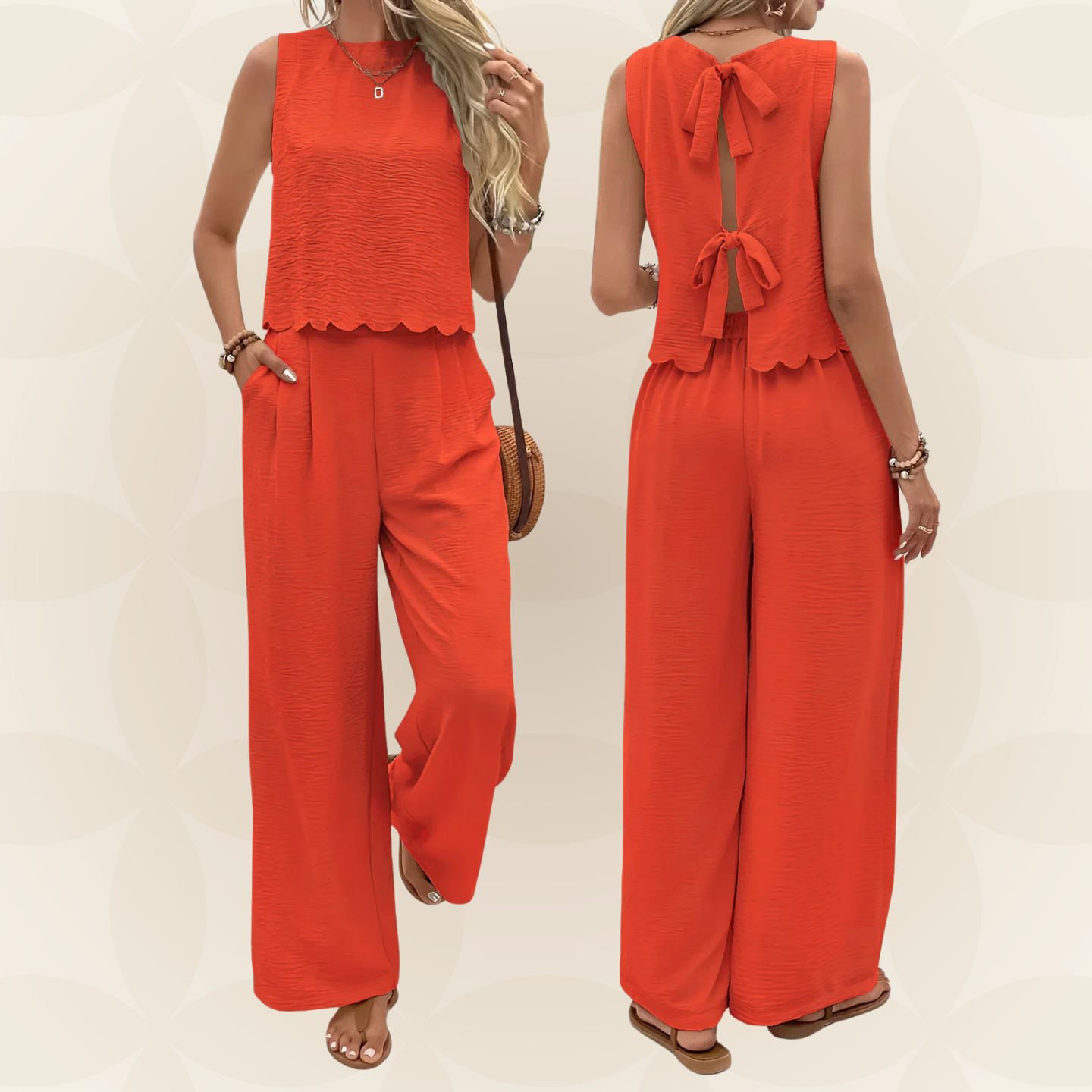 Brigitte - Tweedelige set met mouwloze top en broek