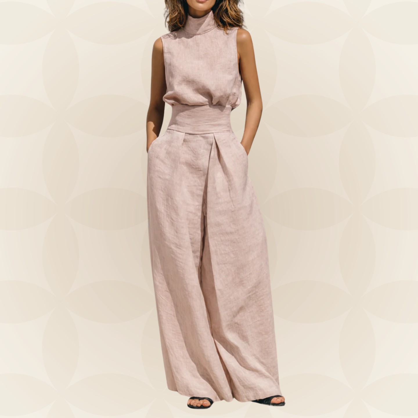 Naomi - Minimalistische tanktop en brede broek set