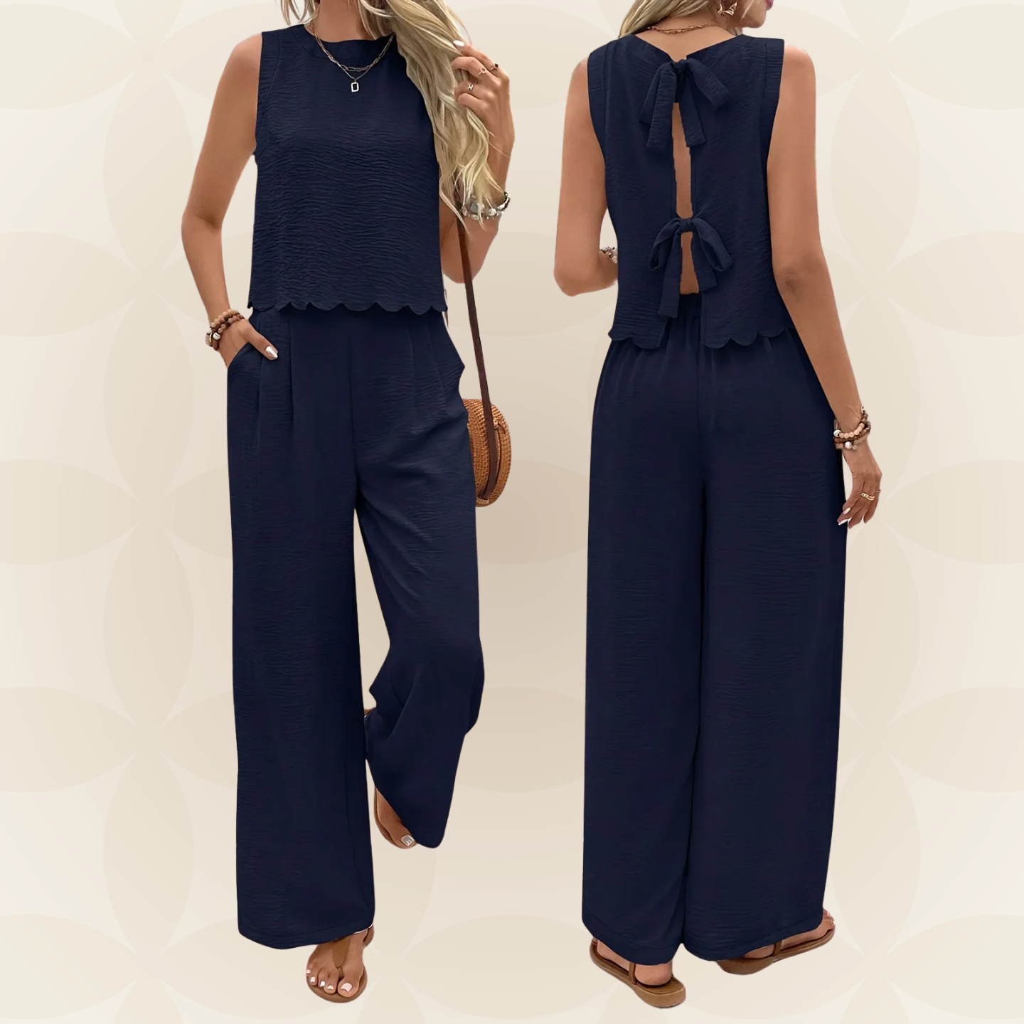 Brigitte - Tweedelige set met mouwloze top en broek