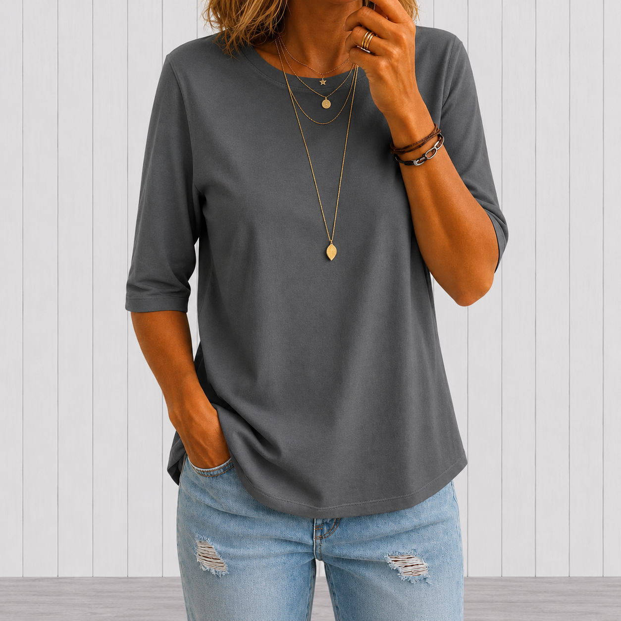 Eefje | Comfort T-Shirt met Extra Armbedekking
