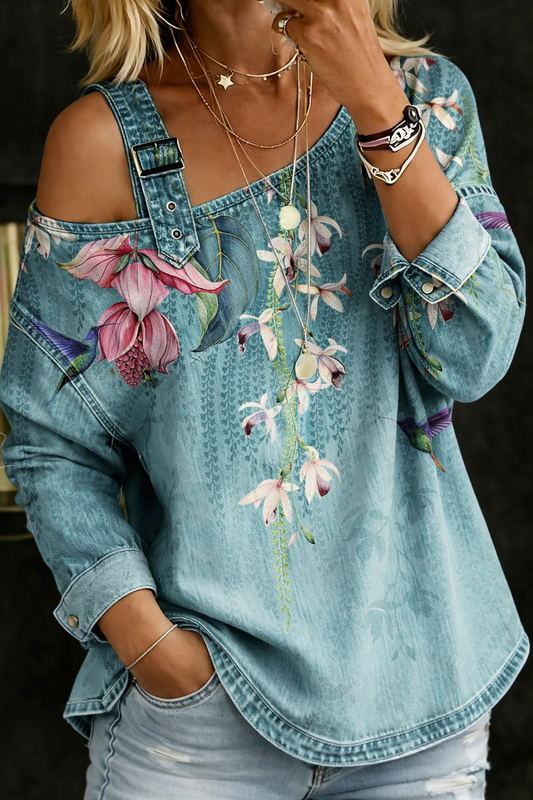 Danielle | Top en jeans met blote schouders