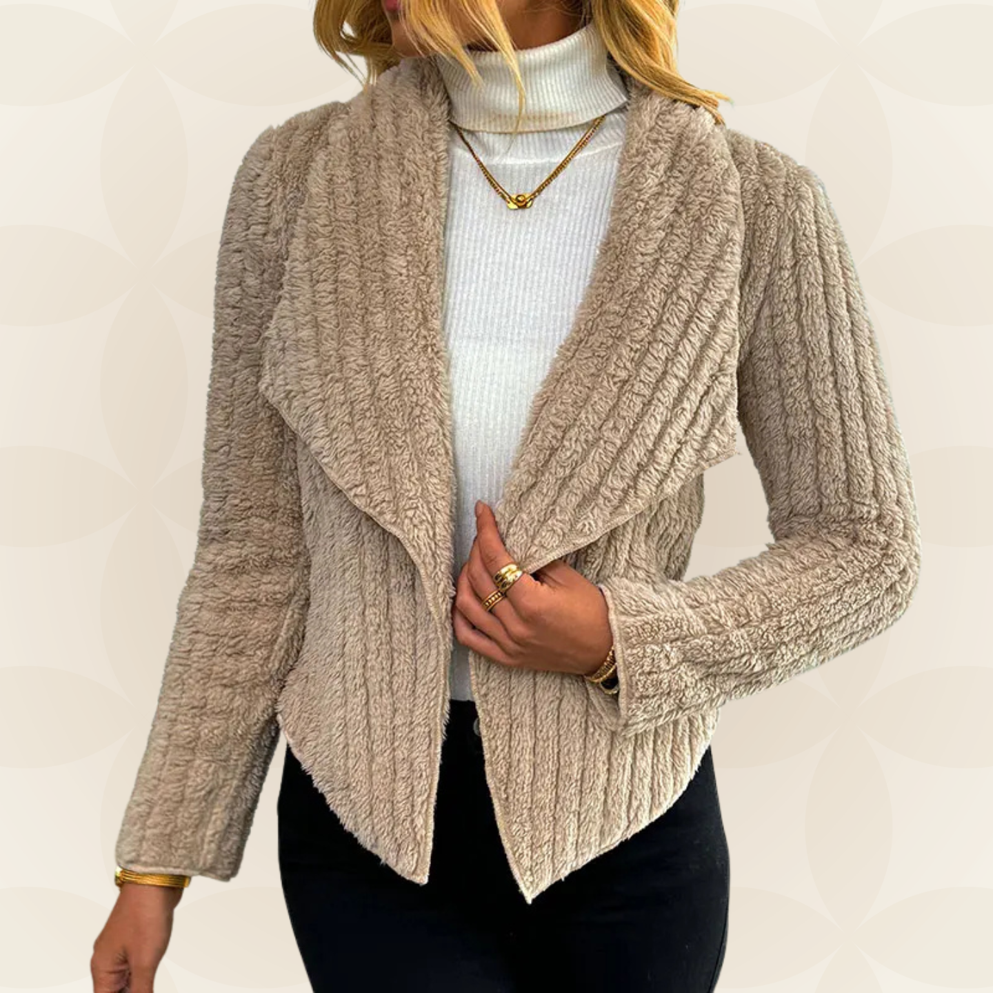 Danisha – Beige vest met ribstructuur