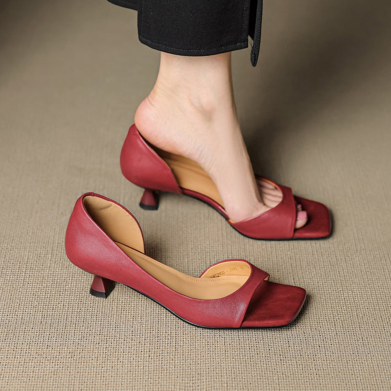 Celin | Peep Toe Echt Leren Hakken