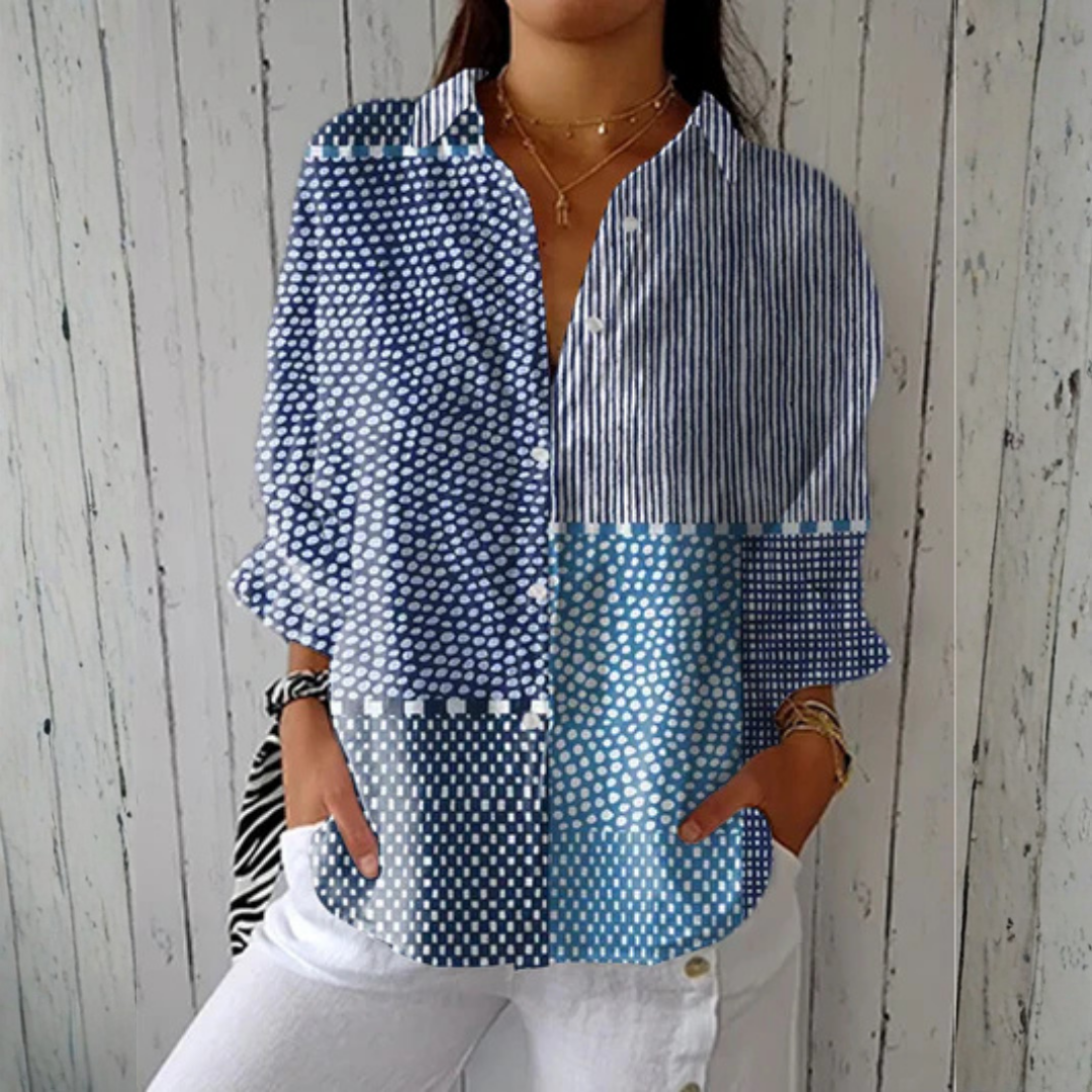 Sophie™ | Ocean Patchwork Blouse | Ademend en kleurrijk lentetopper