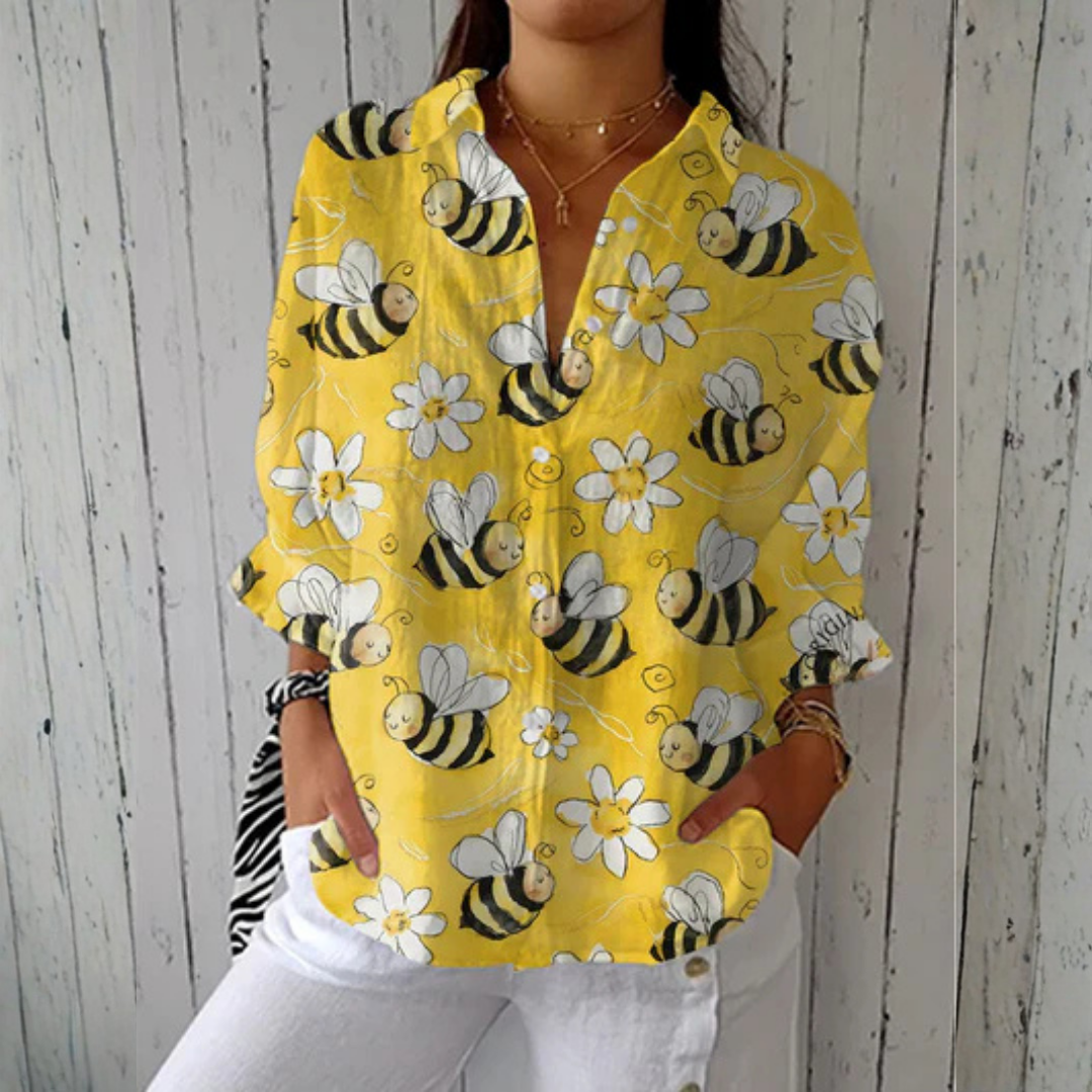 Nancy™ | Bijenbloes Blouse | Lichtgewicht Lente Blouse met Artistieke Prints