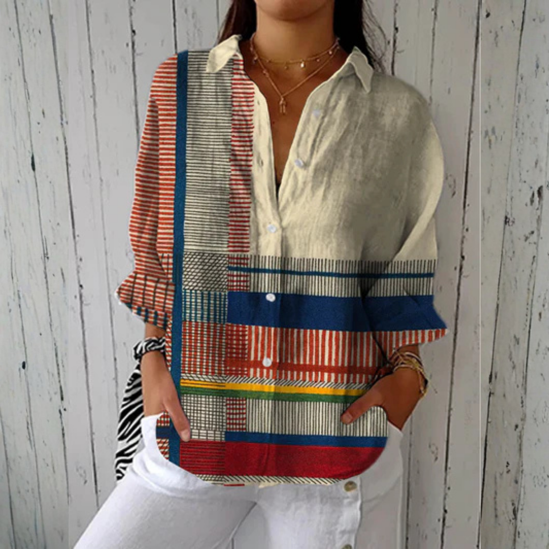 Joan™ | Artistieke Patroon Blouse | Lichte Blouse met Lenteprints en Ademend Comfort