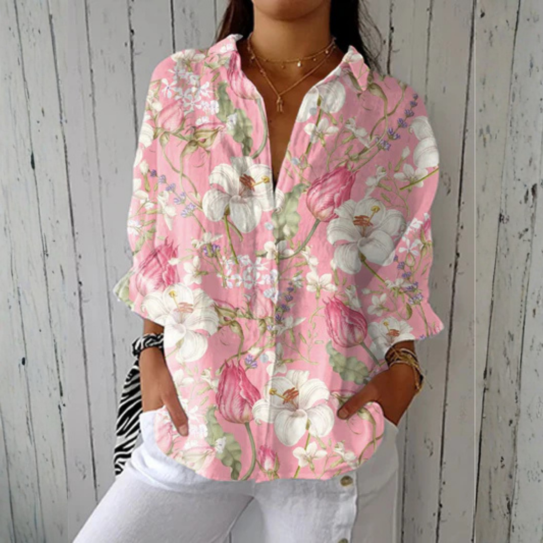 Hannah™ | Elegante Bloem Blouse | Lichtgewicht Lente Blouse met Artistieke Prints