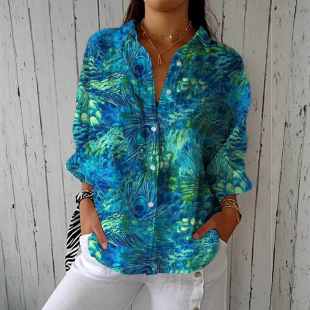 Diana™ | Pauw Grace Blouse | Lichte ademende blouse met lentepatronen