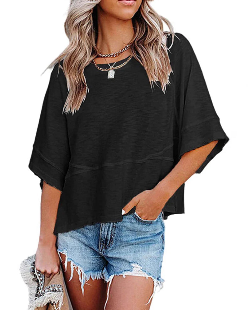 Liselotte | Losvallend T Shirt met Klokmouwen