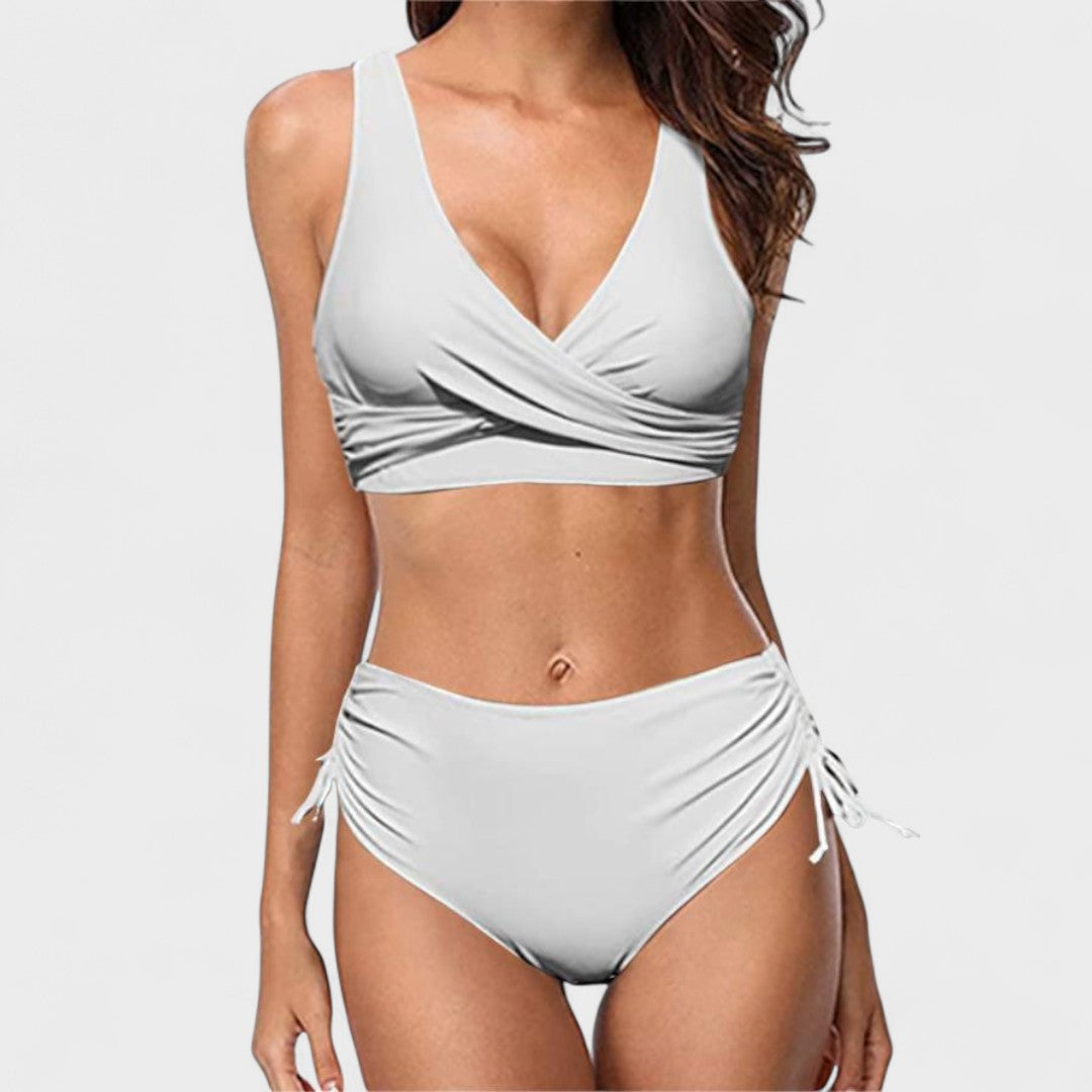Helena - Hoge Taille Bikin met Kruis Top
