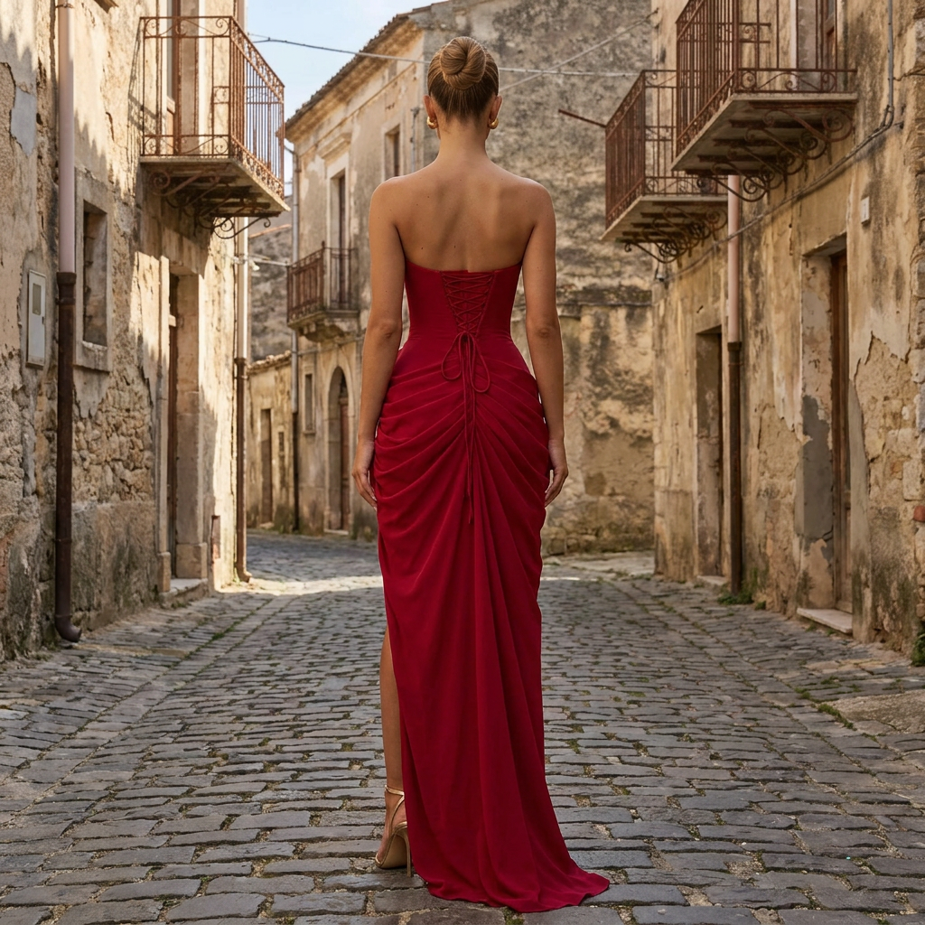 Ciara – Maxi jurk met draperend korsettop