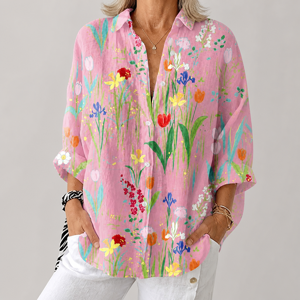 Clara™ | Lente Tuin Blouse | Ademend met artistieke prints en comfortabele pasvorm