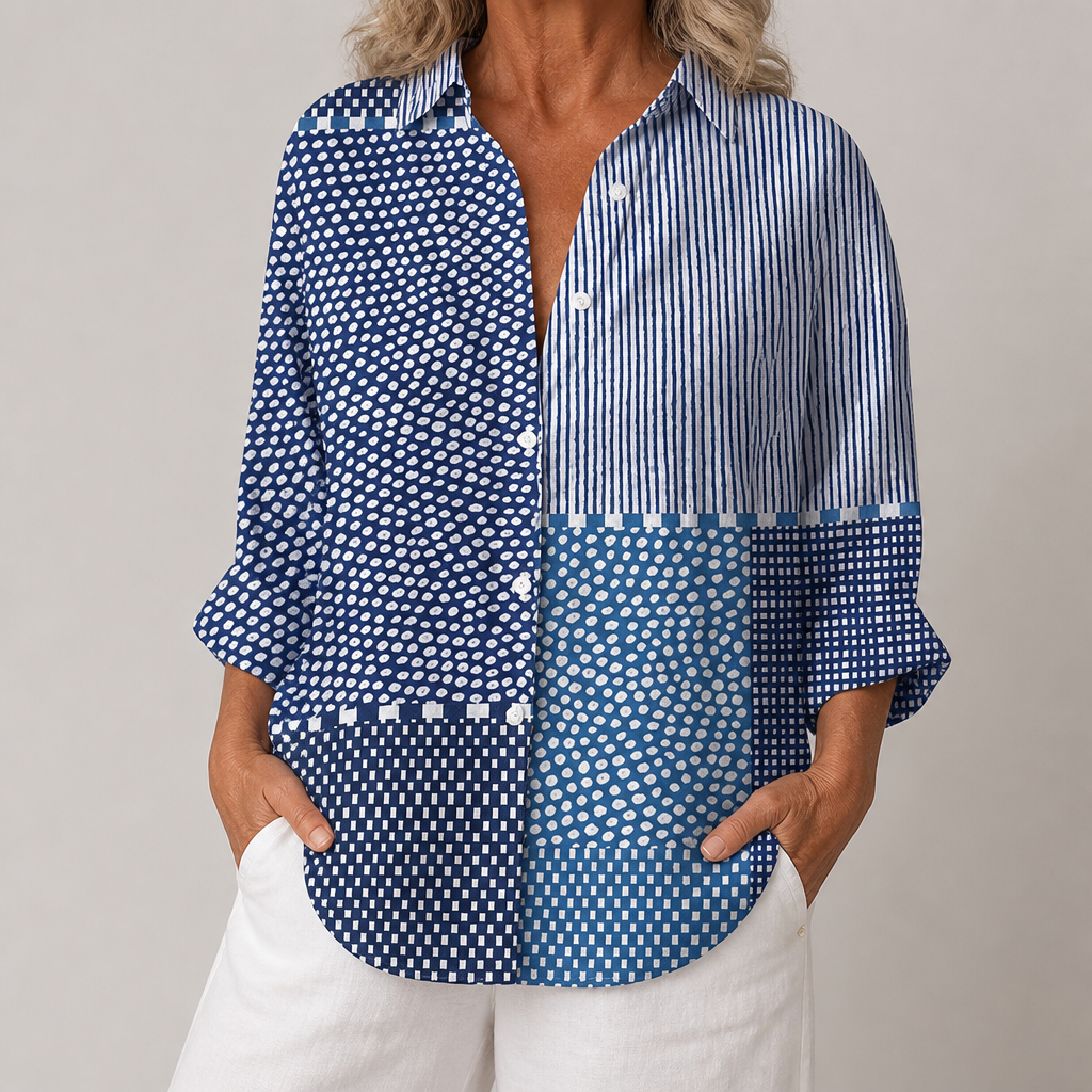 Sophie™ | Ocean Patchwork Blouse | Ademend en kleurrijk lentetopper