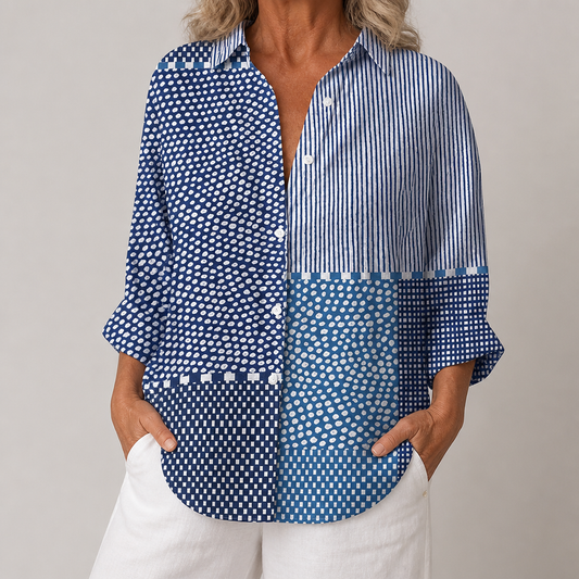 Sophie™ | Ocean Patchwork Blouse | Ademend en kleurrijk lentetopper