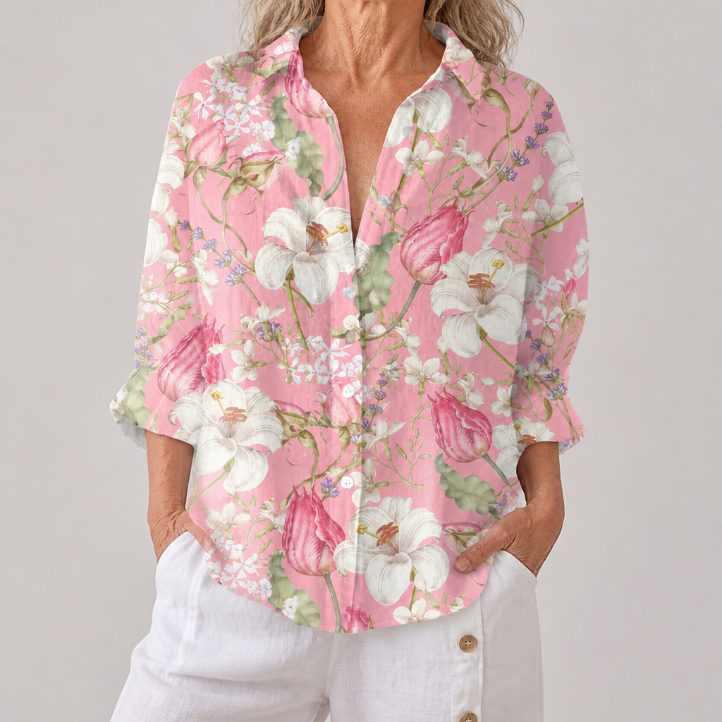 Hannah™ | Elegante Bloem Blouse | Lichtgewicht Lente Blouse met Artistieke Prints