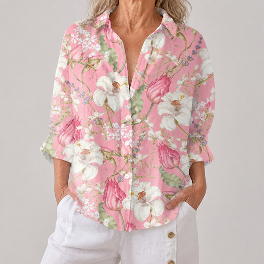 Hannah™ | Elegante Bloem Blouse | Lichtgewicht Lente Blouse met Artistieke Prints