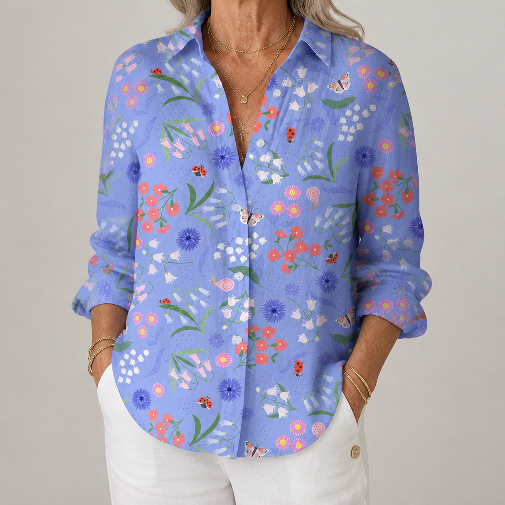 Louise™ | Speelse Honden Blouse | Ademend met Lente-inspiratie en Vrolijke Prints