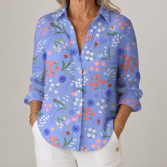 Louise™ | Speelse Honden Blouse | Ademend met Lente-inspiratie en Vrolijke Prints